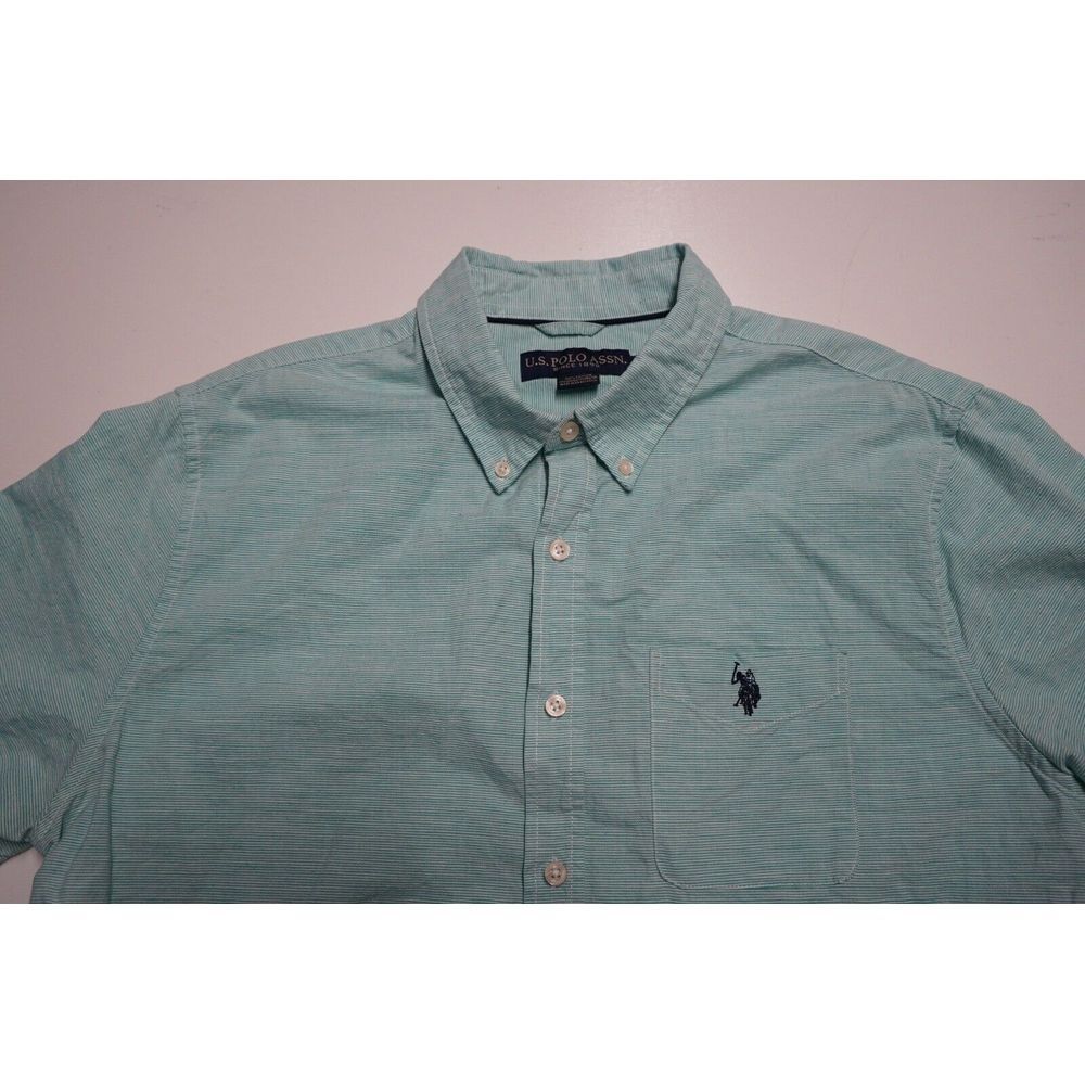 U.S. Polo assn. short sleeve stripe shirt large‎ green white style 11587930